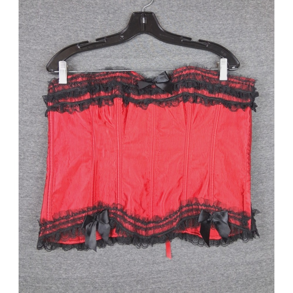 Adore Me Womens Corset‎ Bustier 4XL Red Black Lace Gothic Boudoir Glam Sultry
